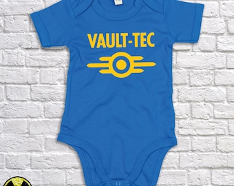 Vault-Tec Vault Dweller Nuclear Fallout Sci Fi Dystopia Babygrow Eendelig bodysuit in blauw