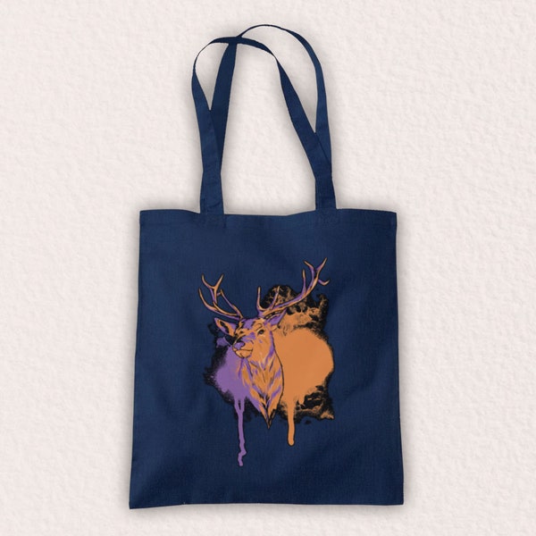 Deer Spray Paint Graffiti Style Street Art Wildlife Lover Unofficial Cotton Tote Bag Shopper Elige entre 10 opciones de color