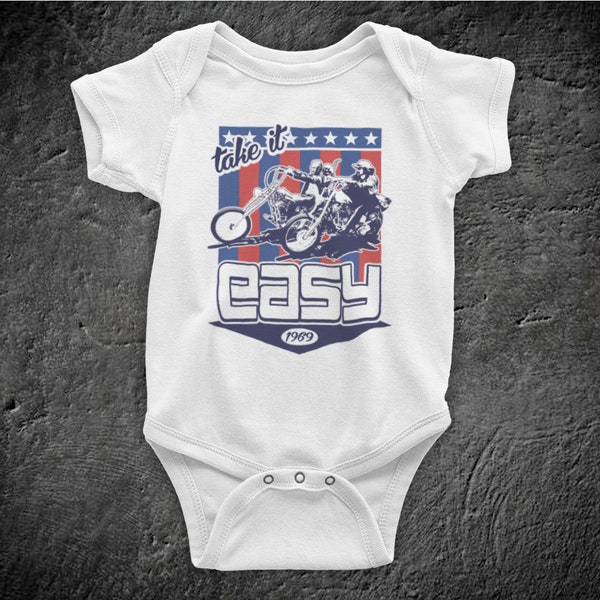 Easy Rider Take It Easy 60s 70s Retro Motorcycle Chopper Movie Baby Grow Baby One Piece Bodysuit