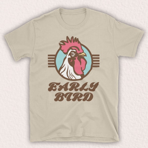 Early Bird Slogan Retro Catch The Worm Cockerel Inoffizielles Herren T-Shirt Wähle aus 15 Farboptionen