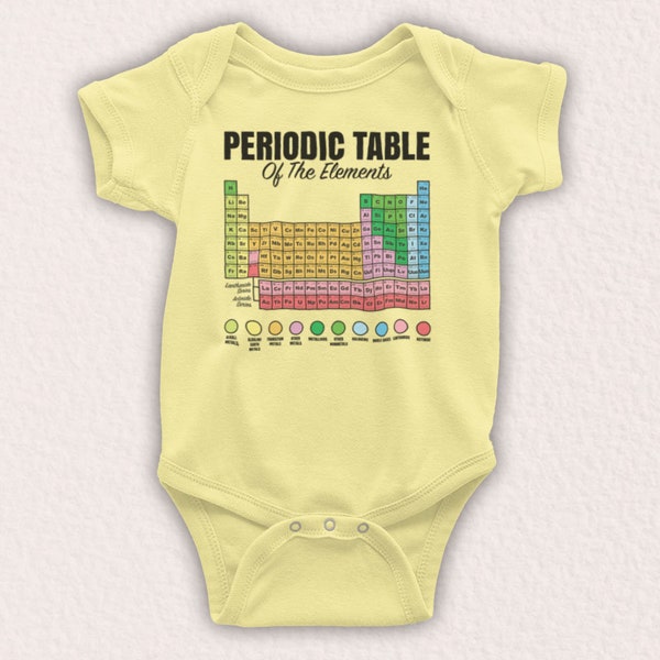 Periodic Table Of Elements Science Geek New Scientific Nerd Unofficial Baby Grow Choose From 9 Colour Options