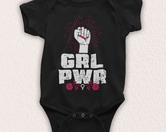 GRL PWR Feminist Slogan Girl Power Feminism Womens Equal Rights Unofficial Baby Grow Choose From 9 Colour Options