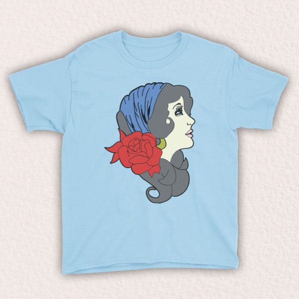 Gypsy Lady Tattoo Illustration graphique Retro Tattoos T-shirt non officiel pour enfants Choisissez parmi 10 options de couleurs