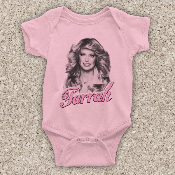 Farrah 70s 80s Beauty Fashion Icon Fawcett Tribute Baby Grow Baby One Piece Bodysuit