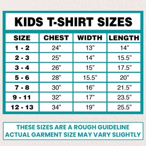 Women's T-Shirt Size Chart MiCollective Etsy Store