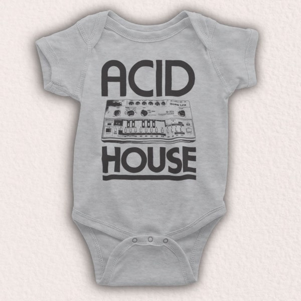 Acid House Bass Synthesizer Synth Dance Music Lover Mixer Unofficial Baby Grow Choose From 9 Colour Options