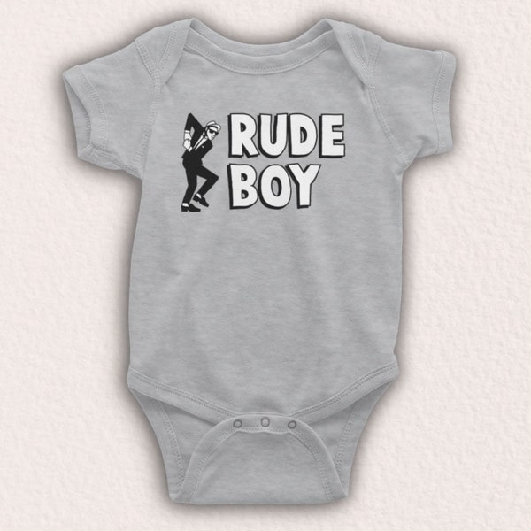 Rude Boy Jamaican Street Culture Slogan 2 Tone Ska Reggae Music Fan Unofficial Baby Grow Choose From 9 Colour Options