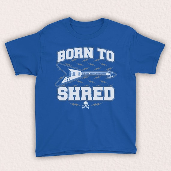 Born To Shred Slogan Love Of Guitar Playing Rock Music Unofficial Kids T-Shirt
