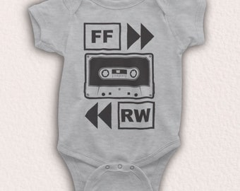 Fast Forward Rewind Cassette Tape Retro Mixtape Analogue Unofficial Baby Grow Choose From 9 Colour Options