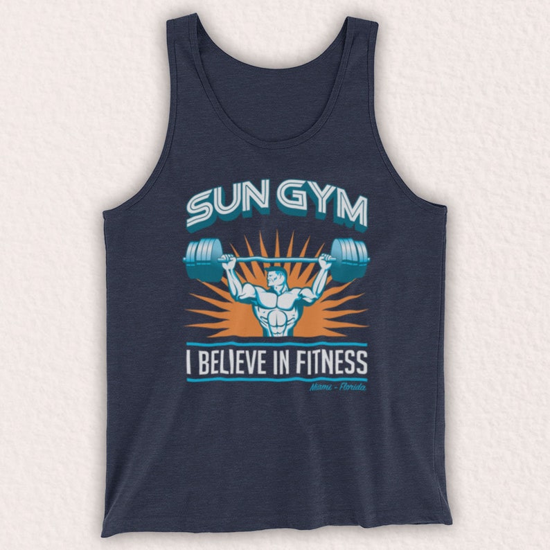 Sun Gym Je crois en fitness Miami Florida Workout Bodybuilding Débardeur unisexe non officiel Gilet choisir parmi 9 options de couleur image 2