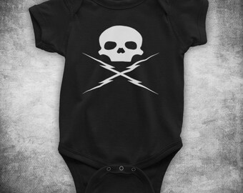 Stuntman Mike Death Proof Stunt Man Skull Crossbones Logo Baby Grow Baby One Piece Bodysuit