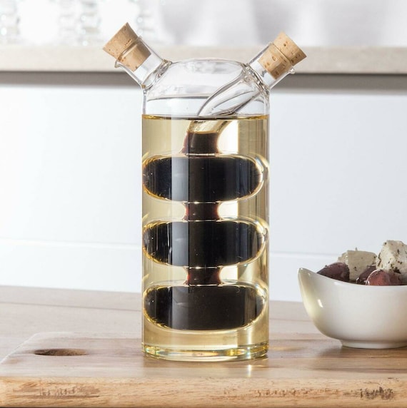 Olive Oil and Balsamic Vinegar Glass Bottle 2 in 1 Condiment - Etsy