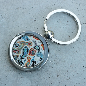 Worked Graffiti Keychain - Marbled Fordite Style Keyring Made from Reclaimed Graffiti Paint