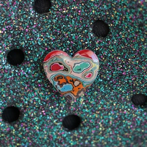 Recycled Graffiti Heart Shoe Charm - Street Art Clog Shoe Charm