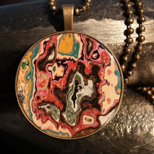 Gemstone Graffiti Paint Necklace on a Ball Chain Necklace - Sustainable Jewelry from Reclaimed Street Art