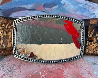 License plate belt buckle NEW artisan made New Mexico unisex upcycled OOAK Handmade License Plate Belt Buckle: Upcycled Metal Mosaic  main image 3
