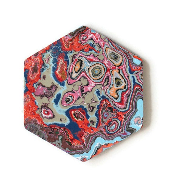 Graffiti Fordite Hexagon Cabochon Raw Material for Crafting & DIY Jewelry 35mm