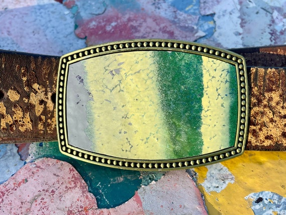 Recycled Graffiti Belt Buckle - Upcycled Street Art Bronze 