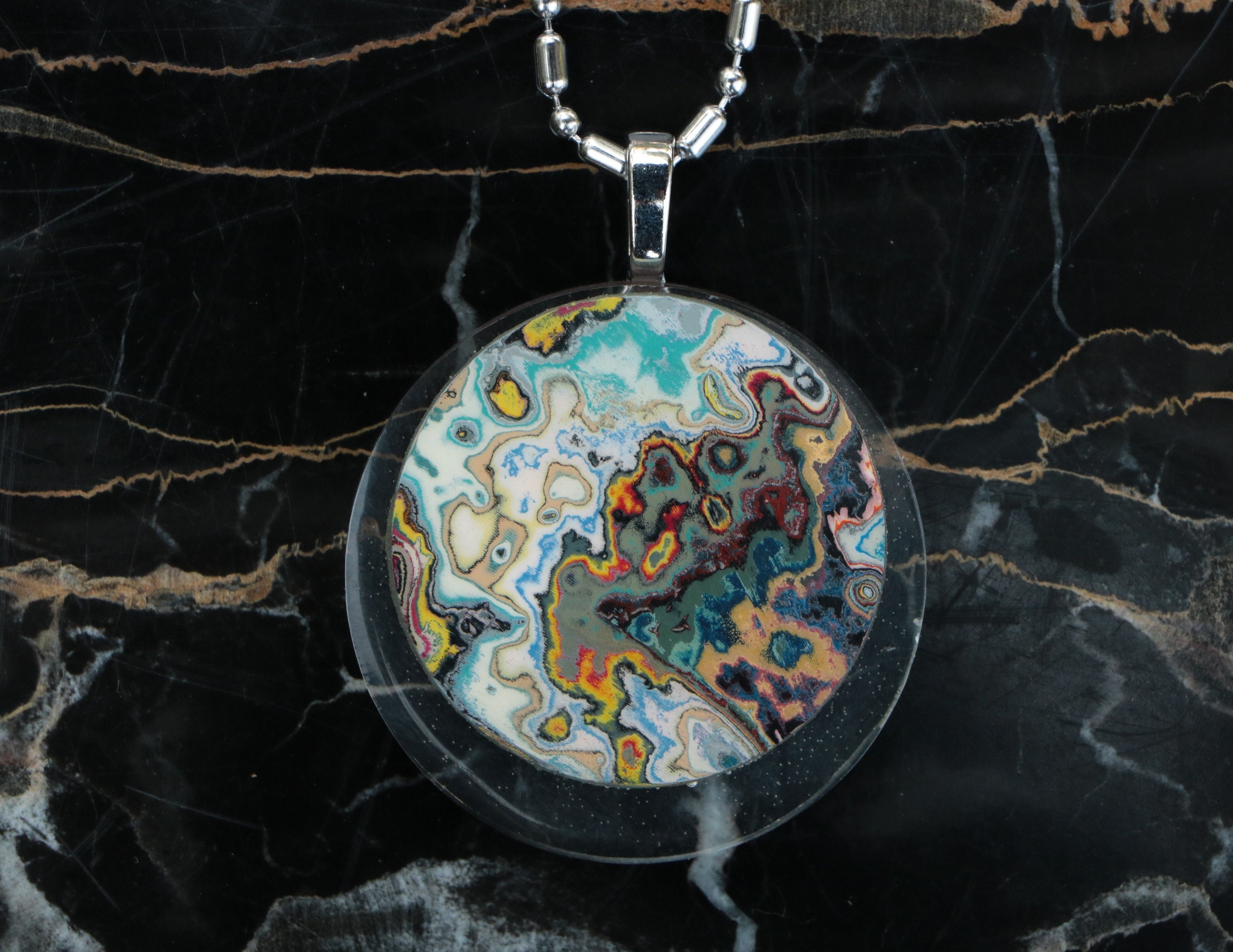Polished Graffiti Paint Necklace on a Ball Chain Necklace - Reclaimed Street Art
