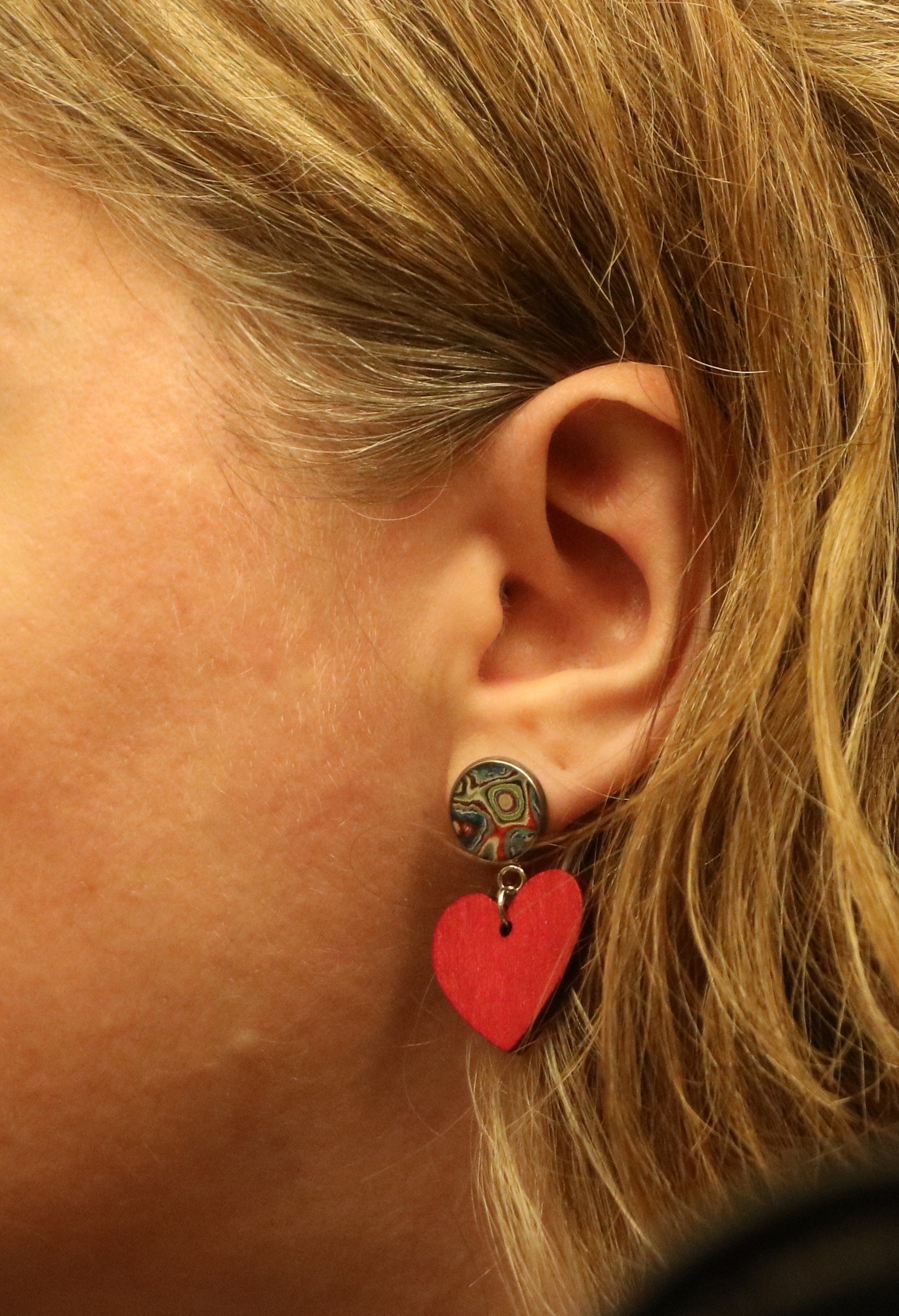 【117】ハートのイヤリング／マーブル模様 117】ハートのイヤリング／マーブル模様