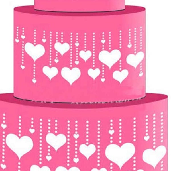 Hearts Cake Border Stencil Icing Decorating Tool  Heart Sugarcraft Template Baking Supply Valentine  Birthday Wedding Anniversary Hearts