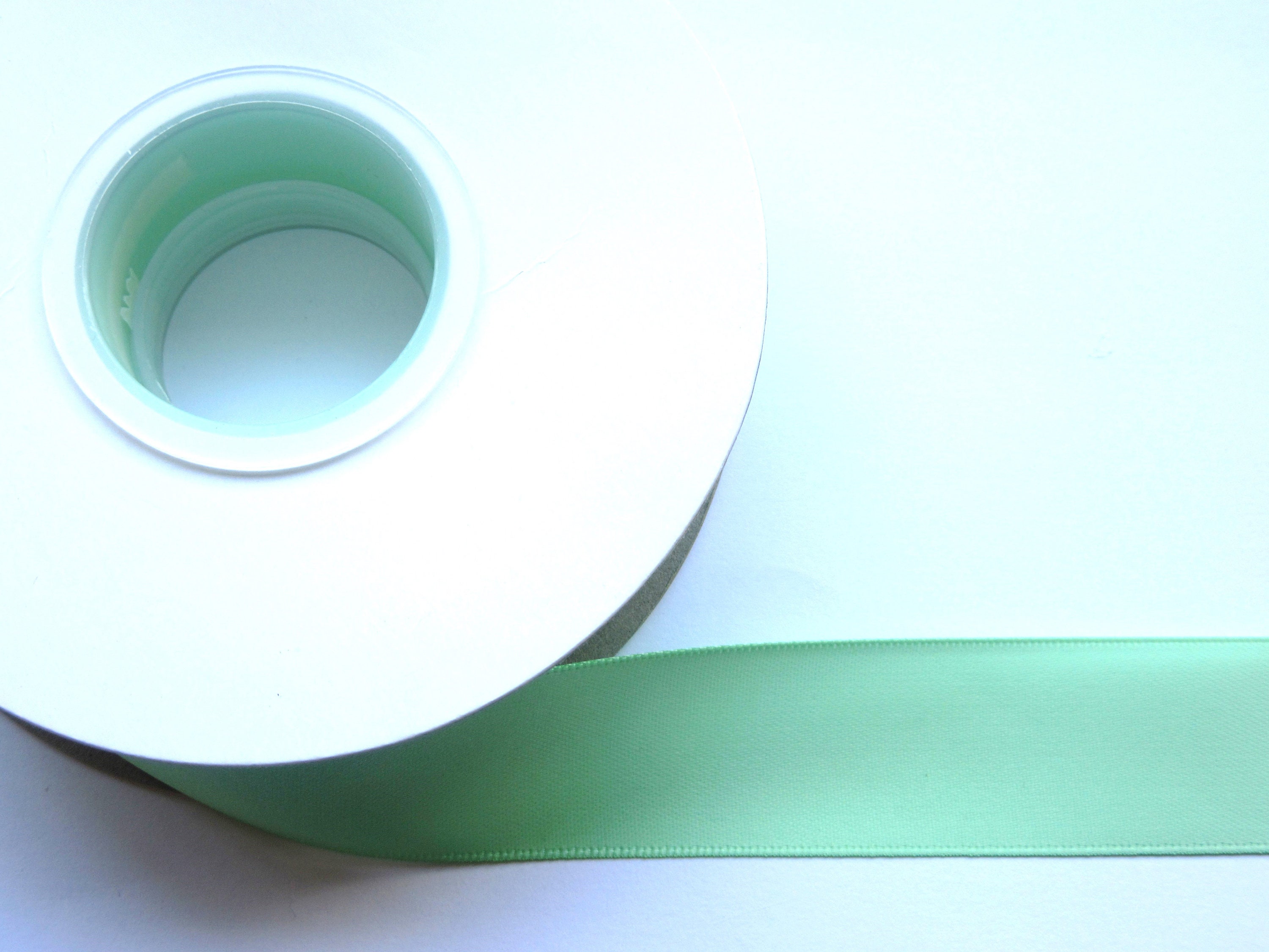 Tranquil Green Sheer Organza Ribbon with Satin Edges, 40mm (1 9/16in) wide  *Sold Per Metre*