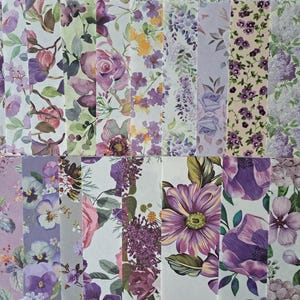 25 Lavender and Lilac Flower Sheets: Scrapbooking Journals Card Making Decoupage Floral Decorative Background Craft Papers