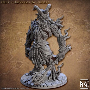 Ifrit Monarca delle Fiamme / Gilda Artigianale / Raid sul Tempio di Ifrit / Stampato in 3D / Resina 4k / DnD / Da tavolo / RPG / Fantasia / Scala 32mm