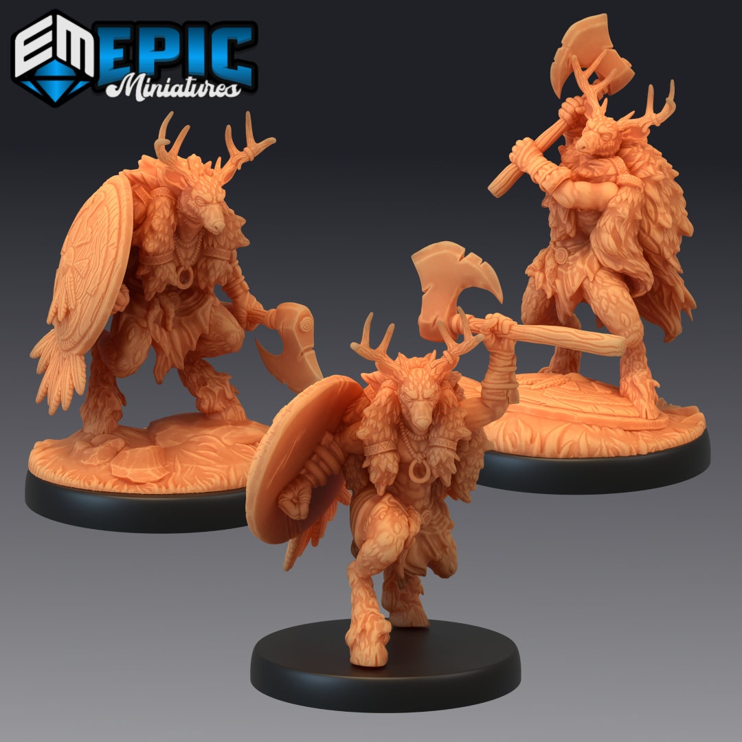 Deerfolk / Shapeshifter / Druid Epic Miniatures Barbarian Winter 3d