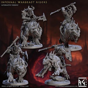 Demon Beast Rider Figures | Artisan Guild  | The Infernal Legion | 3d Printed | 8k+ Resin | DnD | Tabletop | RPG | Fantasy | 32mm Scale