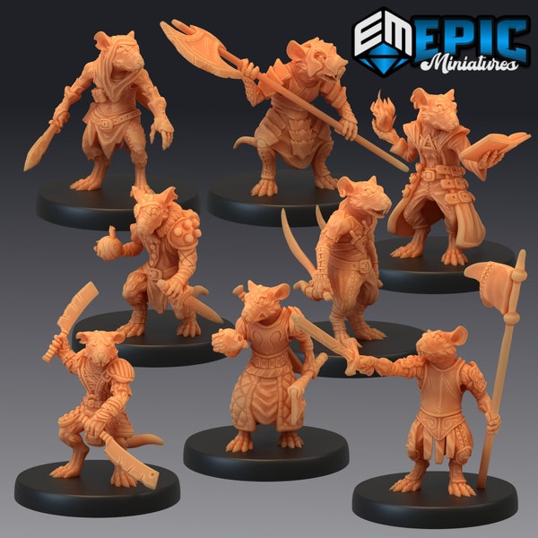 Rat Folk Tribe | Epic Miniatures | Rodent Wars | 3d Printed | 4k Resin | DnD | Tabletop | RPG | Fantasy | Gamer Gift