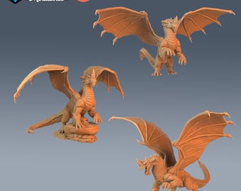 Figura de Dragón Azul (Varias Edades) / Miniaturas Épicas / Montañas Salvajes / Impresión 3D / Resina 4K / D&D / Juegos de Mesa / RPG / Fantasía / Regalo para Jugadores
