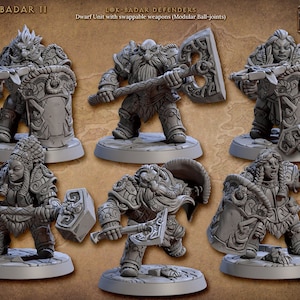 Dwarven Fighter Miniatures | Artisan Guild  | Defenders of Lok-Badar | 3d Printed | 4k Resin | DnD | Tabletop | RPG | Fantasy | 32mm