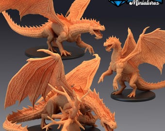 Figura de Dragón Verde (Varias Edades) / Miniaturas Épicas / Montañas Salvajes / Impresión 3D / Resina 4K / D&D / Juegos de Mesa / RPG / Fantasía