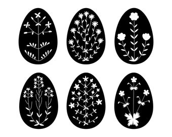 Floral Easter Egg SVG: Hand Drawn Flower Ornament (Commercial Use)