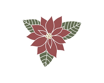 Poinsettia Flower SVG: Christmas Clipart, Floral Cut Files (Commercial Use)
