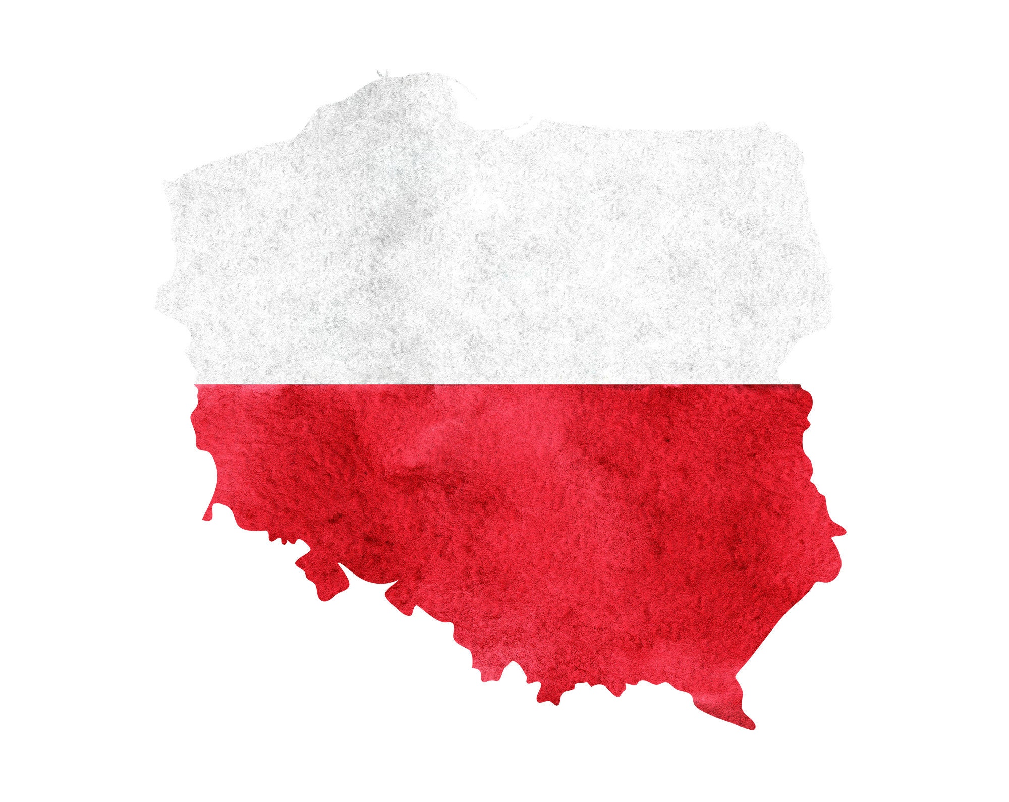 Watercolor Poland Map Print: Flag Sublimation Design (PNG)