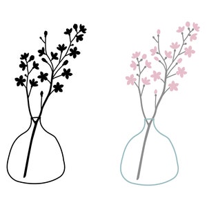 Kirschblüten Svg, Frühling svg, Baum Ast Svg, Sakura Blüten Png Download, Blume in Vase, Blumen Clipart, Svg Cut Dateien, kommerzielle Nutzung