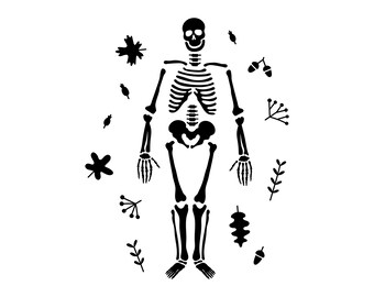Halloween Skeleton SVG: Hand Drawn Clipart for Cricut