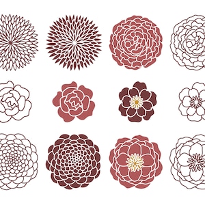 Peony Flower SVG Clipart: Floral Cut Files (Commercial Use)