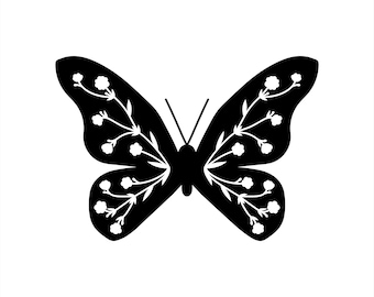 Floral Butterfly SVG: Cut Files, Clipart, PNG, Silhouette (Commercial Use)