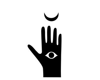 Mystical Hand with Eye SVG Cut Files, Spiritual Palm & Crescent Moon, Boho Line Art