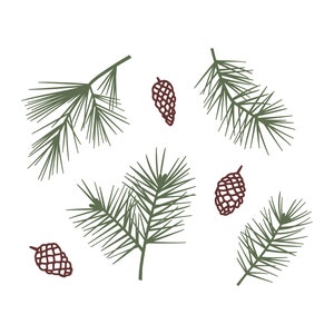 Pine Branch SVG, EPS, PNG download, Pine Cone, Christmas Tree Clipart, Christmas Decoration, Tree Branch svg, Pine Cut File, Commercial Use image 2