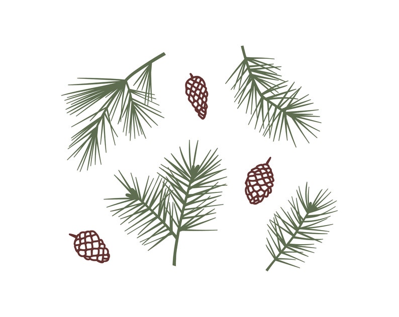 Pine Branch SVG, EPS, PNG download, Pine Cone, Christmas Tree Clipart, Christmas Decoration, Tree Branch svg, Pine Cut File, Commercial Use image 2