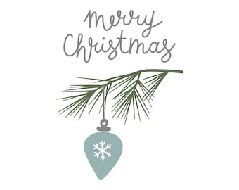Merry Christmas SVG: Pine Branch & Baubles Clipart (Digital Download)
