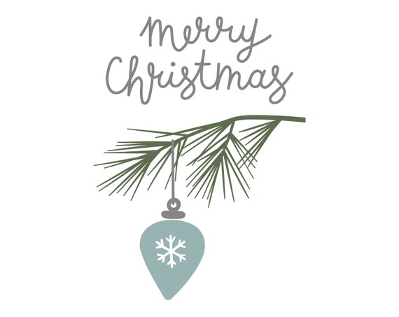 Frohe Weihnachten SVG: Tannenzweig & Kugeln Clipart (digitaler Download)