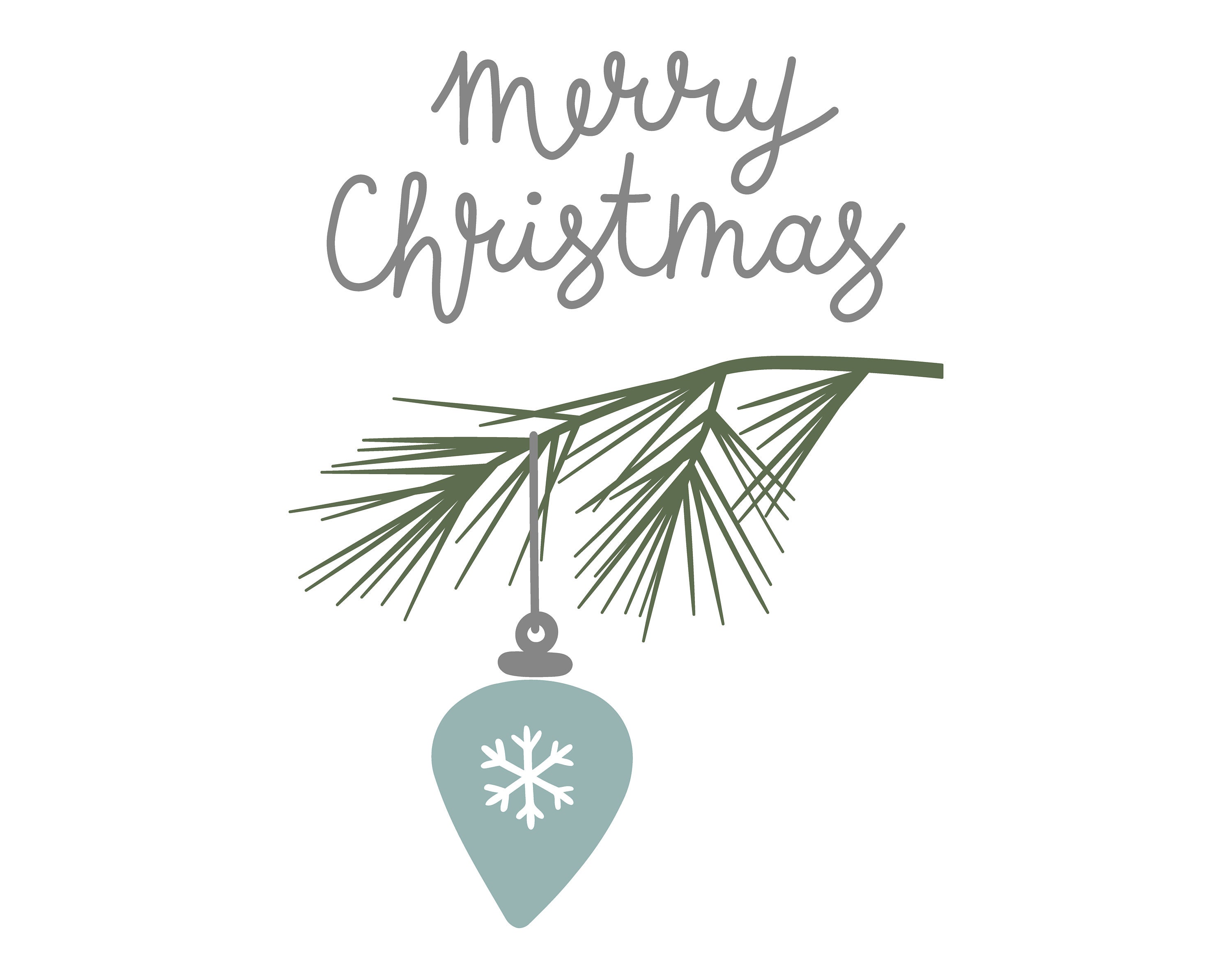 Frohe Weihnachten SVG: Tannenzweig & Kugeln Clipart (digitaler Download)