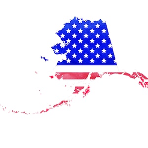 Alaska, Aquarelle Clipart, Png, Alaska Print, Carte de l’Alaska, Map Art, Drapeau américain, Drapeau américain, Téléchargement instantané, Utilisation commerciale