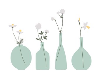 Wildflower Vase Clipart: Floral PNG, SVG Cut Files (Commercial Use)