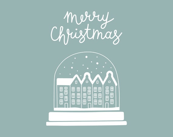 Christmas Town Snow Globe SVG: Winter Holiday Clipart (Commercial Use)